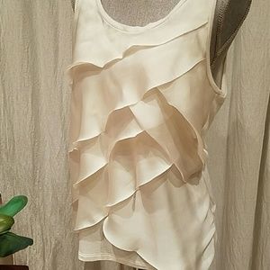 🎉2xHP🎉Ann Taylor Ruffled Sleeveless Top Size L